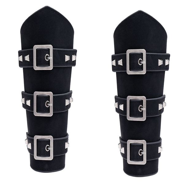 Cycling punk anti-fall and anti-collision leather arm guards