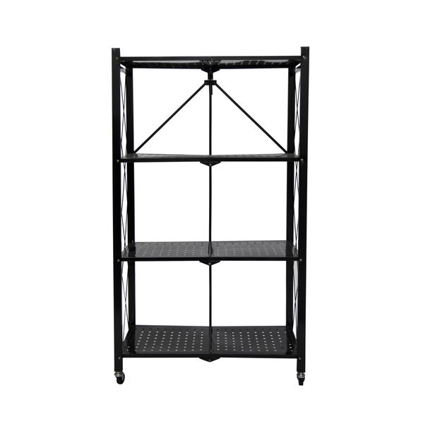 Fine Living Foldable Storage Rack Black Metal 4 Layer