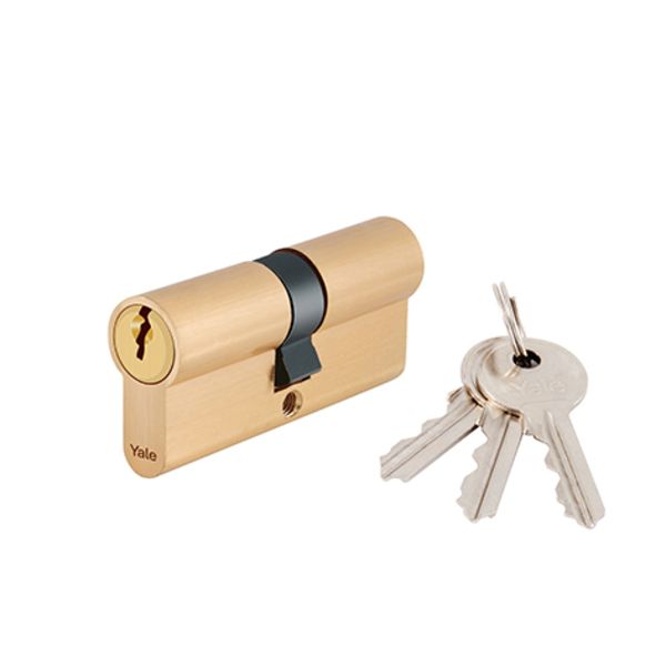 Yale 6 Pin Double Euro Profile Cylinder 60MM Satin Brass