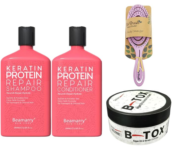 Beamarry Keratin Protein Set + Sarah Beauty B-Tox 150g + Bio Brush (Purple)
