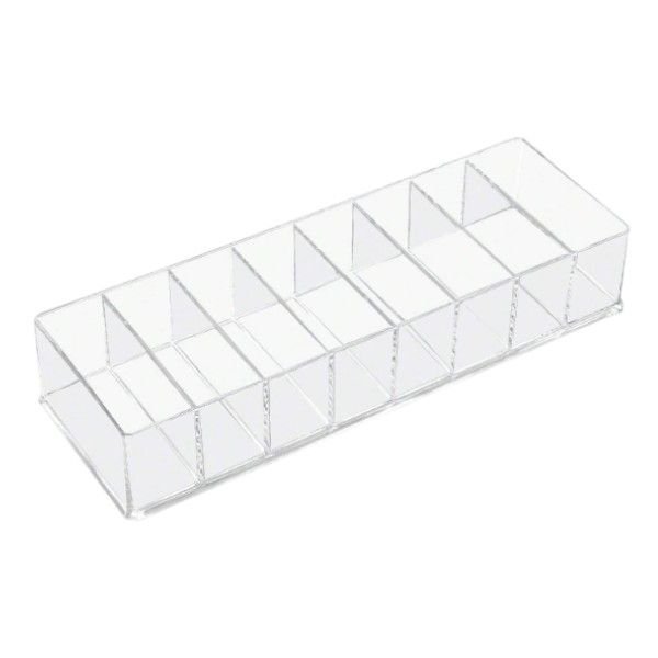 Desktop Cable Organizer Box With 8 Compartments - Transparent