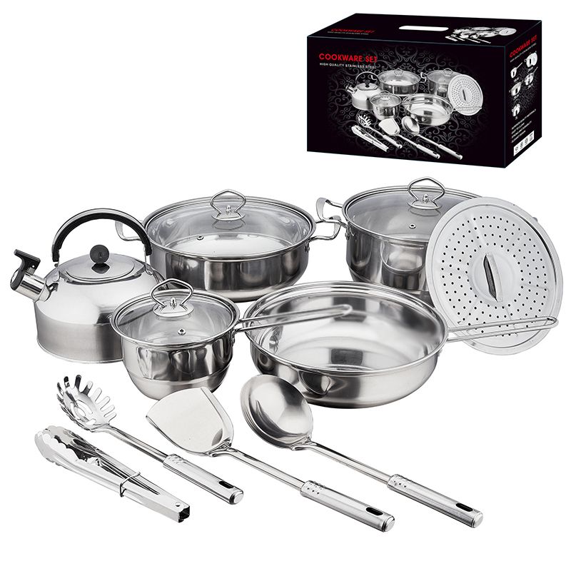 Stainless Steel Cookware Set Pots And Pans Set 14 Piece Shop Today