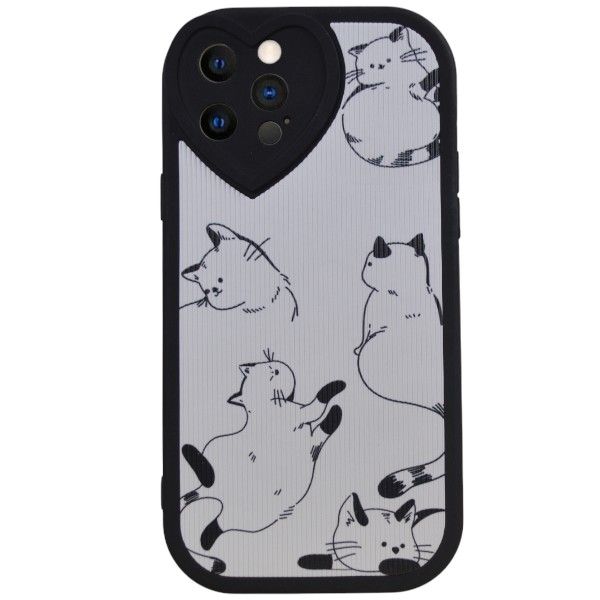 Stylish Cat Print Design Phone Cover - Compatible With - iPhone 12 Pro