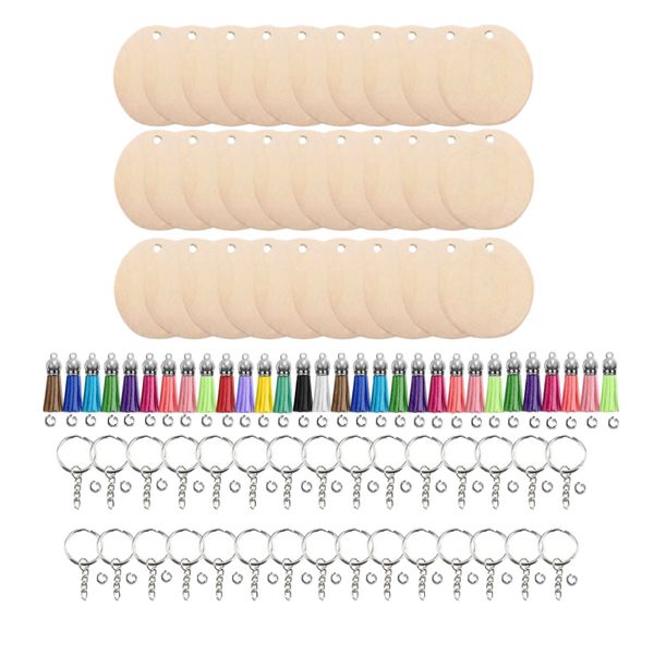 Art &amp; Craft Wooden Round Blanks (5 cm) , Tassel &amp; Keychains Set of 150
