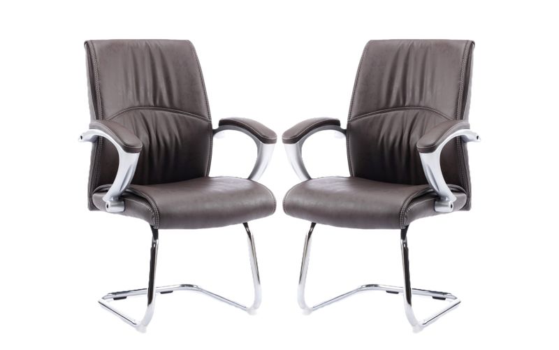 Big Man Visitors Office Chairs - Set of 2 - Brown