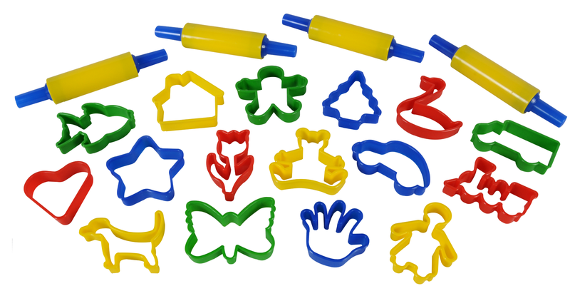 Play Dough Tool Set with 4 Rollers and 16 Dough Cutters