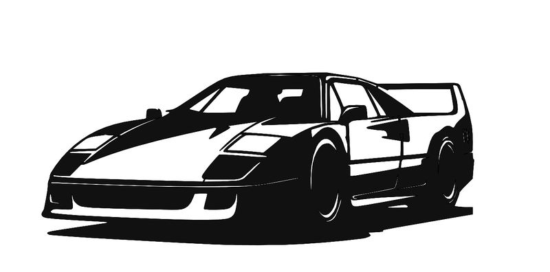 Ferrari F40 Laser-Cut Wall Art - Powder-Coated Satin Black