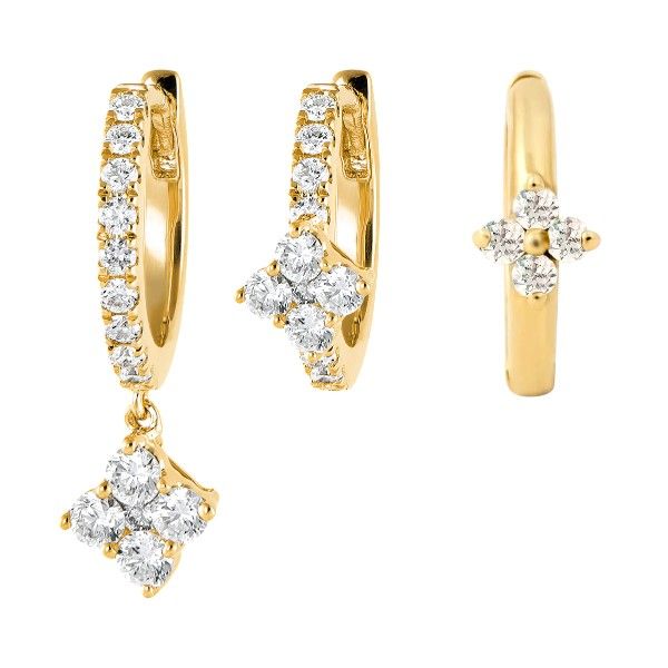 3 Pairs - S925 Sterling Minimalist Hoop Earrings - Gold