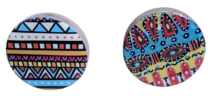 2 Doorknobs - Triangles &amp; Ovals with dots &amp; Assorted Stipy Patterns