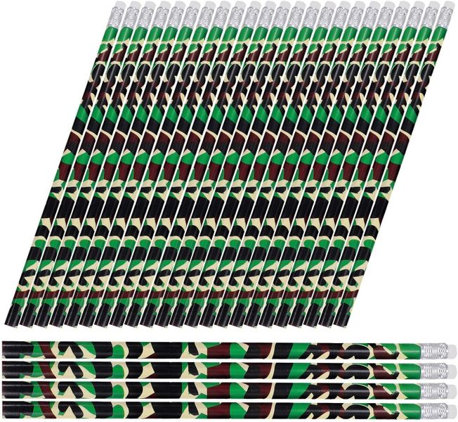 60pcs Camouflage Wooden Pencils 7.4 Inch Bulk School Reward Supplies