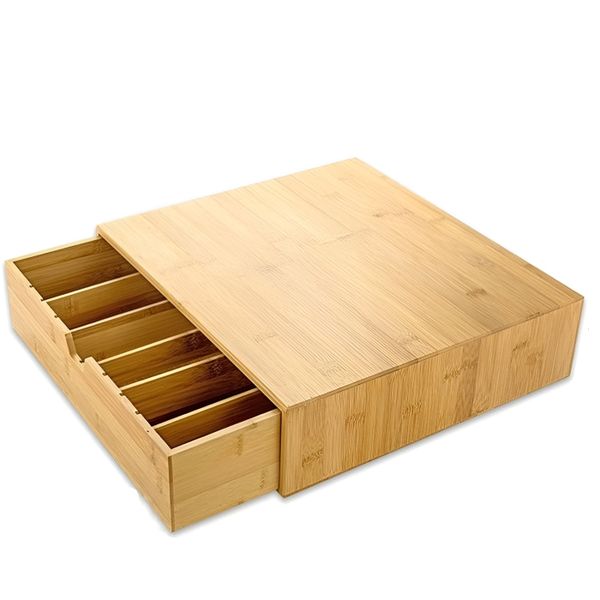 Wood Coffee Pod Drawer with 6 Compartments &amp; Adjustable Partitions - Brown