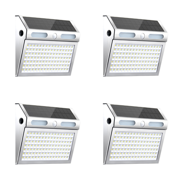 ECOMLIGHT- 4 Pack Solar Motion Sensor Wall Lights 112 LED 500LM
