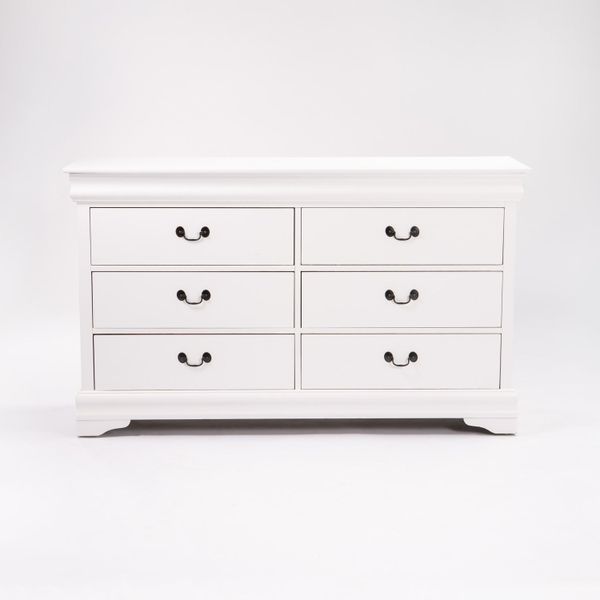 Louise 6 Drawer Dresser - White
