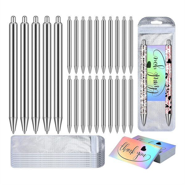20 Set Stainless Steel Pen Blank For Diy Glitter Pen Packaging