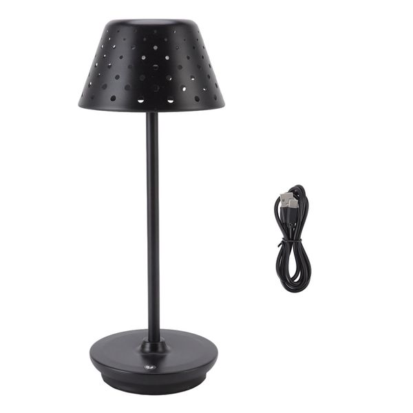 Retro Cordless LED Table Lamp: Stepless Dimming (Black)