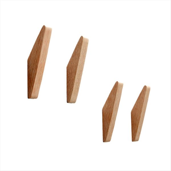 4pcs Wood Wall Hooks Decorative Key Hook Clothes Hat Scarf Handbag Hanger H