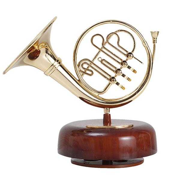 French Horn Music Box Classical Wind Up Twirling Music Box
