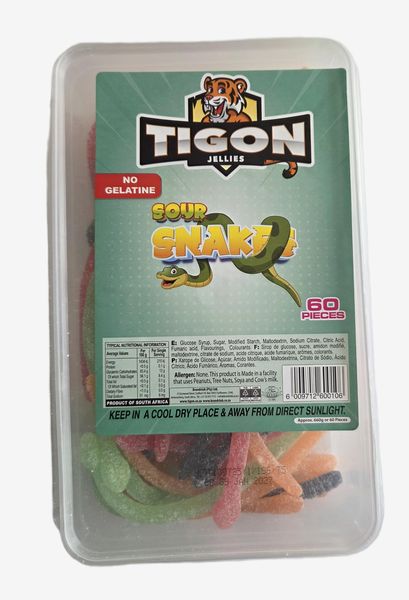 Tigon Sour Snake - Assorted Sour Jelly Gummies - 60 Pieces