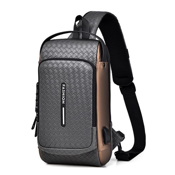 Sling Chest Bag Shoulder Crossbody Bag With USB Port Anti-Theft Lock Bag