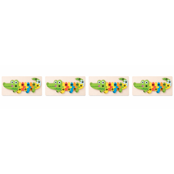 4 Pack - Educational Crocodile Building Blocks - Multicolour
