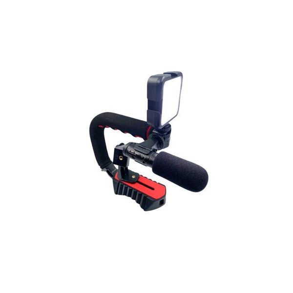 3 in 1 Vlogging Live Broadcast LED Selfie Light Rig Kit with Microphone