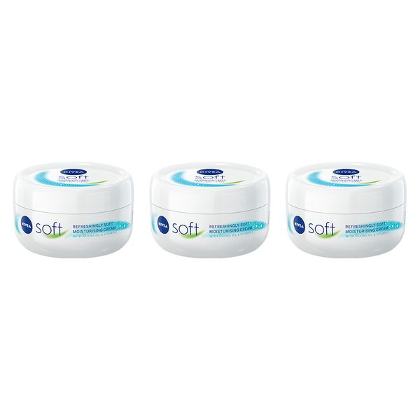 NIVEA Soft Moisturising Cream, Body Cream with Jojoba Oil &amp; Vit E, 3x200ml