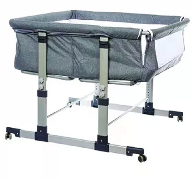 Twin Next 2 Me Co Sleeper Easy Foldable Twin Cot Bed Beside- Grey