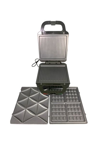 3-in-1 Electric Waffle, Grill &amp; Samosa Maker - Interchangeable Non-Stick