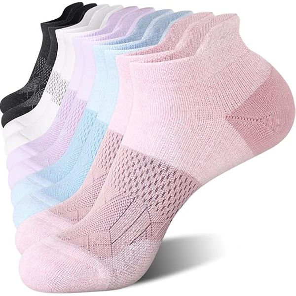 5 Pairs - Ankle Running Socks for Women,Cushioned Low Cut Tab Sports Socks