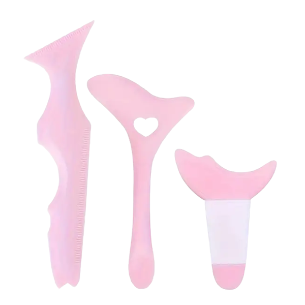 3 Pieces Pink Silicone Make up Application Guide Tools for Eye, Lip and Lashes