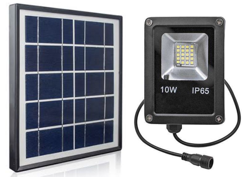 10W Solar Flood Light &amp; Remote &amp; Solar Panel