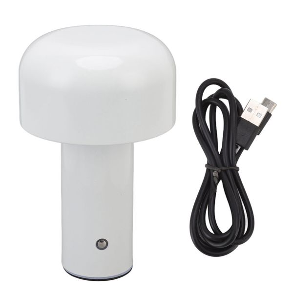 White USB Mushroom Light - 3-Color Adjustable Night Light