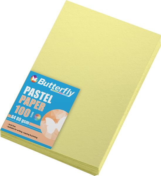 Butterfly A4 Pastel Paper - Yellow