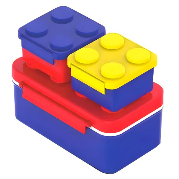 2 Pieces Stackable Brick Lunch Boxes Set