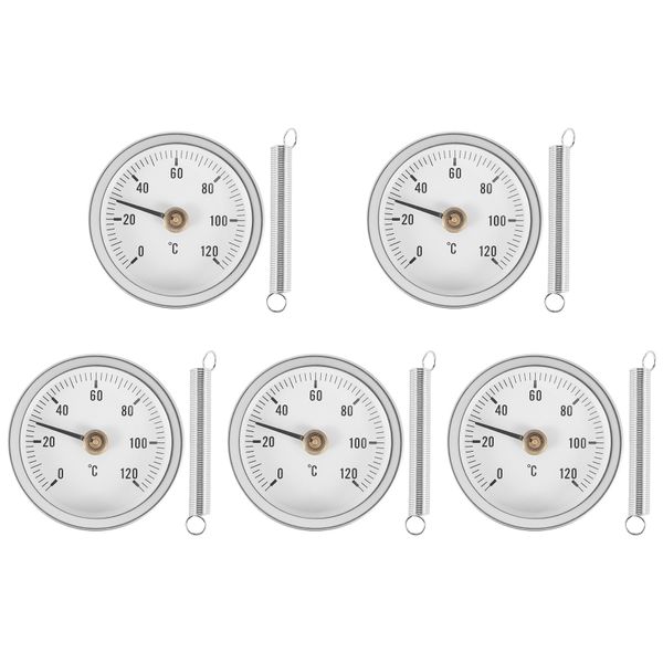 63Mm Pipe Clip-On Dial Thermometer Range 0-120 Aluminum Case 5Pcs