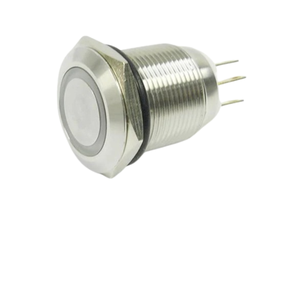 AVP19F-M3SCR12 - 19mm Momentary Push Button, Red Ring LED, 1N/O 1N/C, IP65