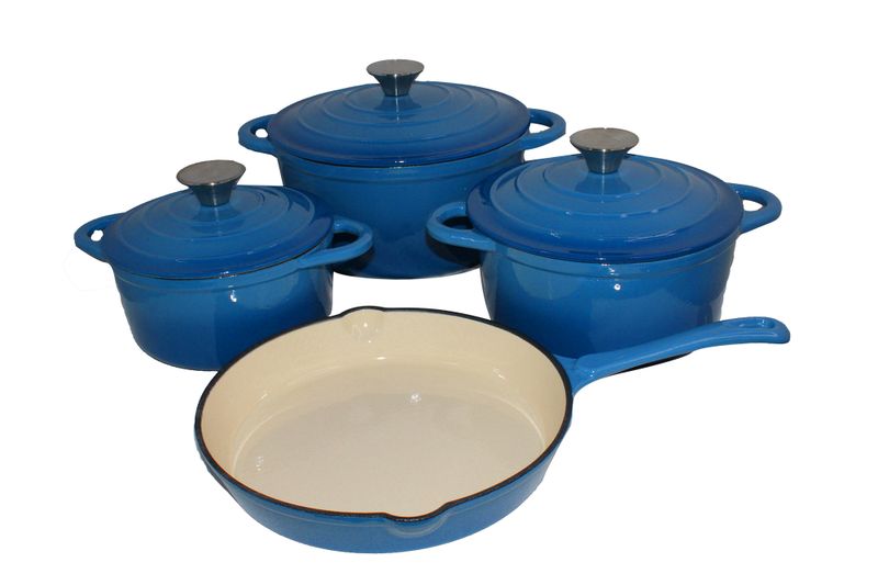 Leo 7 Piece Authentic Dutch-Oven Cast Iron Cookware Set