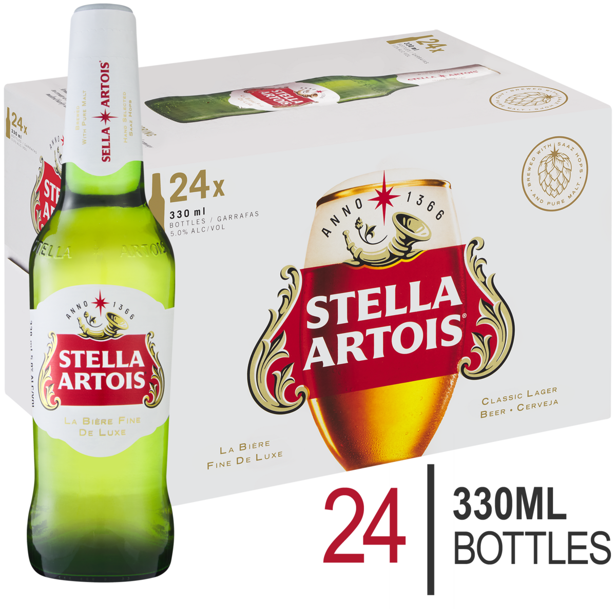 Stella Artois Premium Beer 24 x 330ml Bottles | Shop Today. Get it