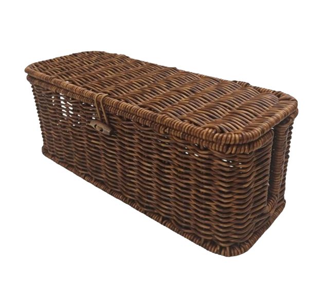 Handwoven Rattan Cable Management Box - Natural Boho Cord Organizer
