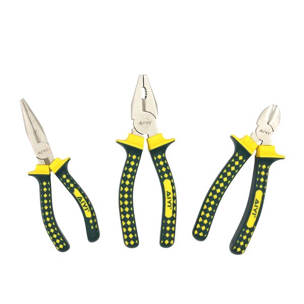 AIYI 3-Piece Plier Set - Combination, Long Nose &amp; Side Cutters AY282-767