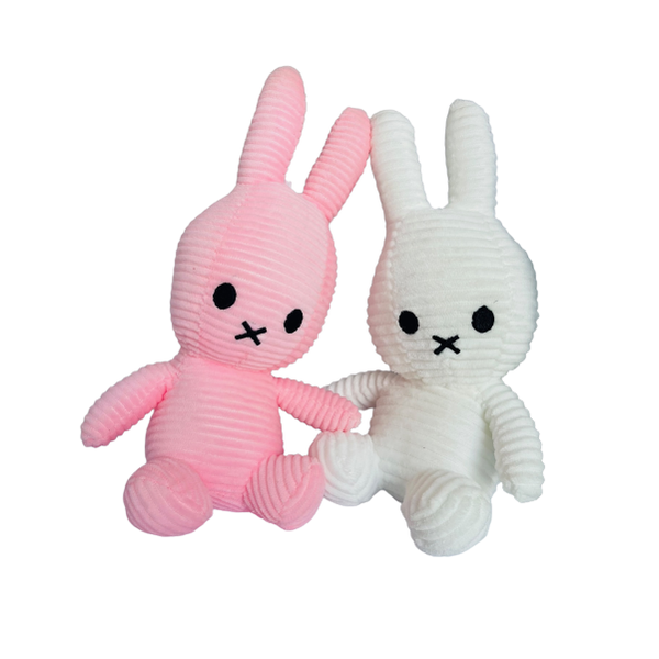 Extra Soft Corduroy Plush Bunny Rabbits - 16cm x 25cm Set of 2