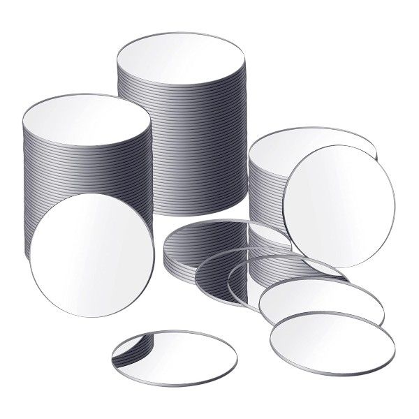 100 Piece Round DIY Decorative Mirror Wall Stickers - Silver - 2cm