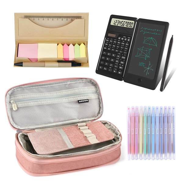 15 PCS Pencil Pouch Pen Bag Set Calculator Work Set Portable Gift