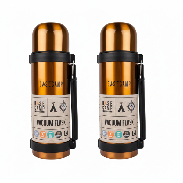 Basecamp Stainless Steel Vacuum Flask 1.25l - Keeps Drinks Hot 24H - 2 Pack
