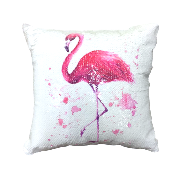 Wish Famingo Dreams Sequined Cushion Throw Pillow