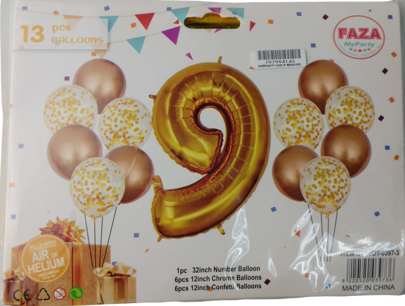 Flexless 13 Pieces Balloon Set Number 9