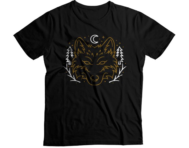 Wolf Line Art Graphic T-Shirt