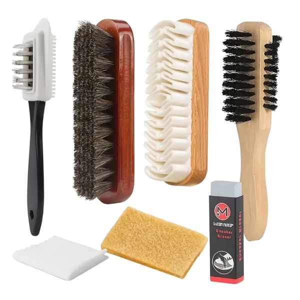 Tool DIY Shoes Cleaning Brushes, Eraser &amp; Polish Applicator Kit 7pcs