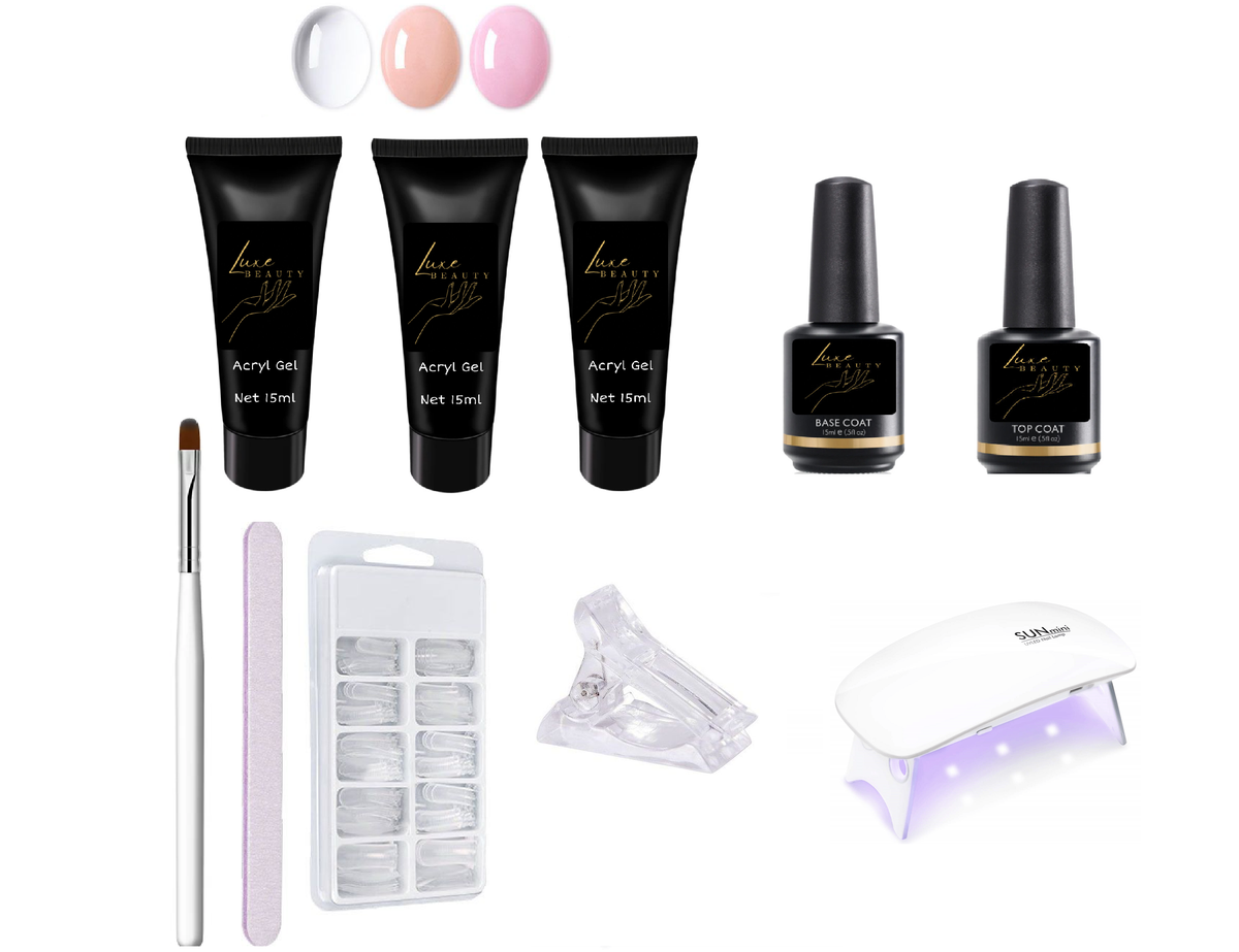 Luxe Beauty Polygel Set with Nail Lamp, Base Coat & Top Coat | Shop ...