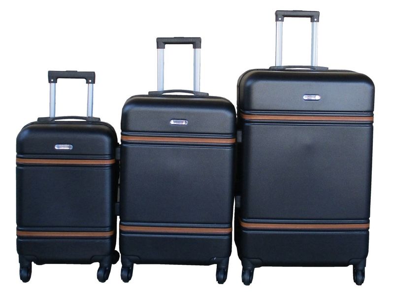 Luggage Set-Small, Medium&amp;Large-Black Brown Accents, Wheels, Built-In Locks